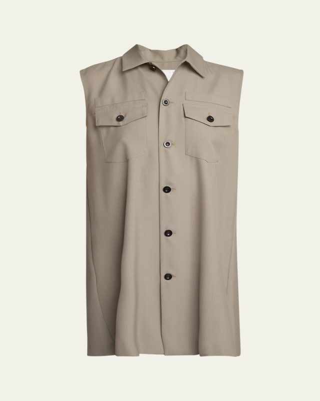 Sleeveless Button Down Shirt Mini Dress
